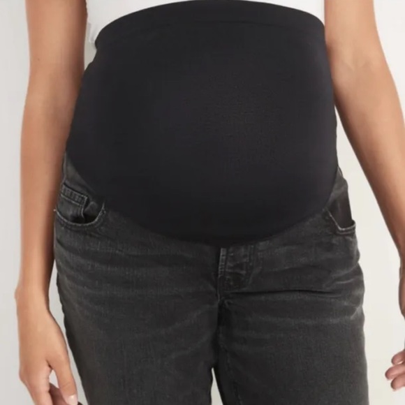 Old Navy Maternity Full-Panel Black-Wash Boyfriend Jeans Size 12 PETITE - Picture 7 of 8
